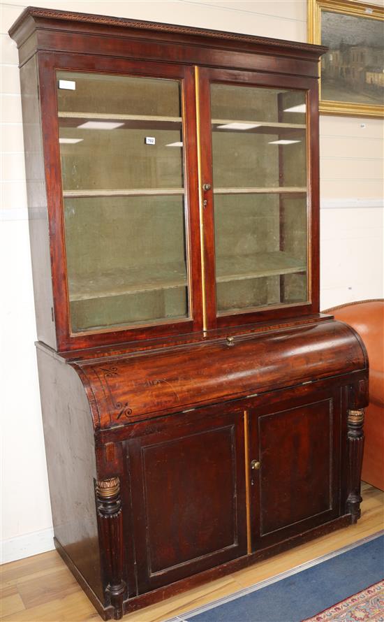 A George IV and later desk bookcase, W120cm